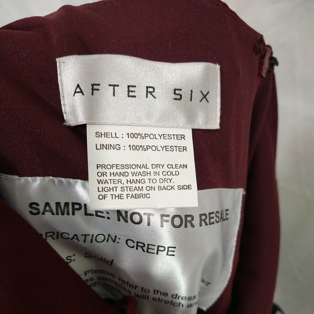 After Six Crepe Sleeveless Dress Women Size 10 Burgundy Red Pockets SAMPLE - NEW - Picture 6 of 9